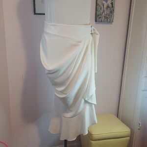 New York & Company Asymmetrical White Skirt